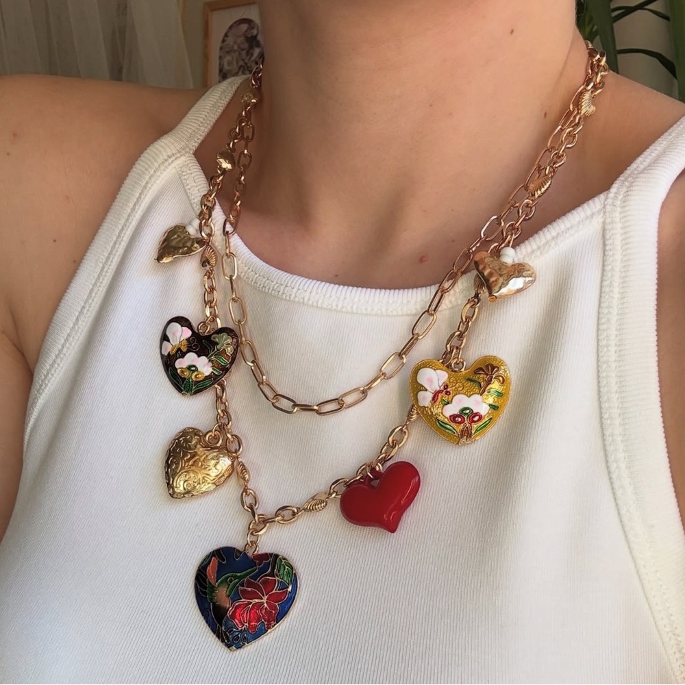 ZARA Set of 2 Heart Charm Necklaces - Picture 6 of 8